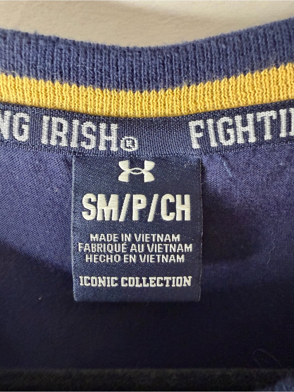 Under Armour Navy and Gold Notre Dame Irish Long Sleeve Raglan Tee - Picture 2 of 5